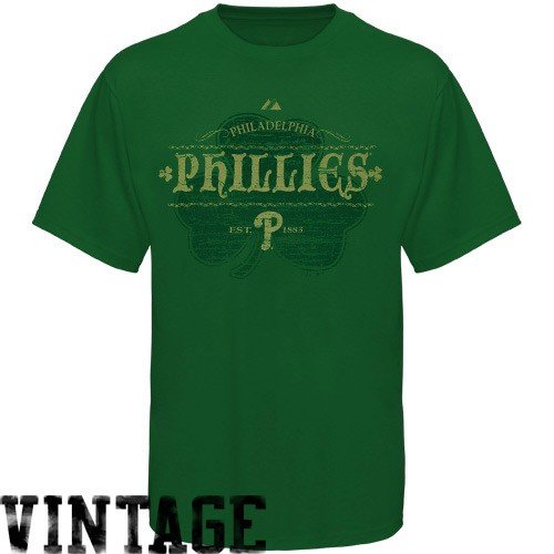Majestic Philadelphia Phillies Ladies Kelly Green Irish Baseball T-shirt (Large)