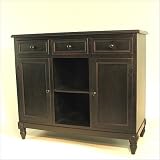 Country Sideboard Buffet Table (Antique Black) (36" H x 42" W x 18" D)
