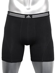 adidas Men's Athletic Stretch 2-Pack Boxer Brief, Black/Black, Medium