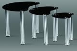 Modern Heart Nest of 3 Coffee tables Set Black Glass & Chrome Legs 41ohdr24YyL. SL160