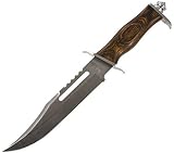 Fury Hunter Bowie Blade with Blood Groove and Ersatz Leather Sheath, 12.5-Inch Overall