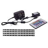 HitLights® LED RGB Color Changing Home Accent Easy Plug Lighting Kit, One Ft Light Strip With Three Feet Extensions, With Remote and Transformer, New Design, More Flexible