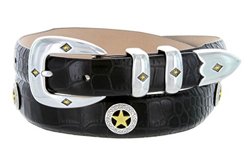 Presidential Gold Star Western Golf Concho Black Dress Belt for Men