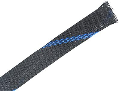 1/2" PET Expandable Braided Sleeving - 25FT - Blackblue