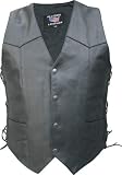 Mens TALL Motorcycle Vest w/ Side Laces, Premium Buffalo Leather