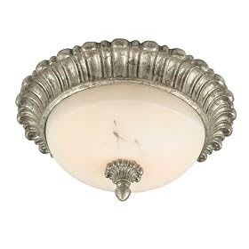Royce Lighting RFM2156/2OES Tuscany Flush Mount Ceiling Fixture Olde English Silver with Stone Alabaster Globe thumbnail