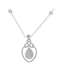 14k White Gold 1.17 Carat Diamond Oval Necklace