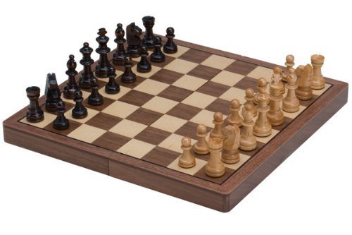 Magnetic folding walnut wood chess set
