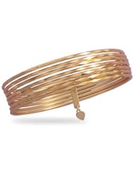 Sterling Silver 7 14 Karat Gold Plated Diamond Cut Bangle Bracelet