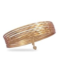 7 14 Karat Gold Plated Diamond Cut Bangle Bracelet