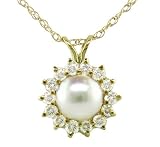 1/4 ct. tw. Diamond and Fresh Water Cultured Pearl Pendant