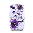 RIM Blackberry Bold 9700/ Blackberry Onyx (AT&T and T-Mobile) Crystal Silicone Image Skin Case "Artistic Purple Flowers" Design
