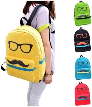 Homego Hot Women Grils Fashion Canvas Bag Cute Mustache Glasses Schoolbag Shoulder Backpack