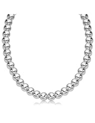 Sterling Silver Polished Bead Necklace with Rhodium Plating (6mm)