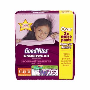 Goodnites Goodnites Girls Underpants for Nighttime, Big Pack, Large/Extra Large 27 ct (Quantity of 2)