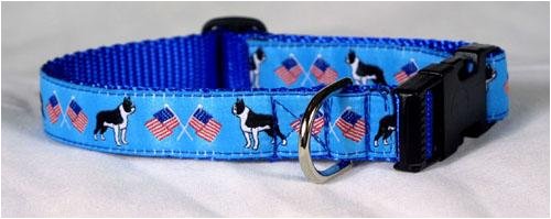 Designer Boston Terrier Dog Collar - Red Boston Terrier Collar - Medium - Made in USA