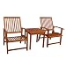 VIFAH Outdoor 3-Piece Wood Chat Set with Square Table and 2 Chairs V1133SET1