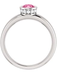 Platinum 7.00x5.00mm Oval Cut Pink Sapphire and Diamond Ring -- LIFETIME WARRANTY