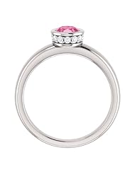 10K White Gold 7.00x5.00mm Oval Cut Chatham Created Pink Sapphire and Diamond Ring -- LIFETIME WARRANTY