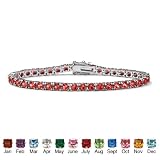 PalmBeach Jewelry Silver Tone Round Birthstone Tennis Bracelet- July- Simulated Ruby