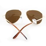 HOTLOVE Premium Quality Plastic Sunglasses UV400 Lens Technology - Aviator Sunglasses 387 Gold Metal Frame Brown Lens Fashion Sunglasses - Trendy Unisex Styles