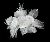 Feather Flower Bridal Hair Comb Adorn with Swarovski Ivory