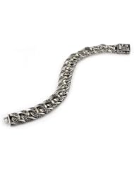 Twisted Blade Silver Decorated Curb Link Bracelet 7 Inches