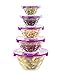 Imperial Home All Purpose Glass Bowl and Food Storage Containers 10-Piece Set - Glass Lunch Bowls Set with Snap Tight Lids (Dimple Dots)