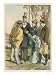Fashionable Lady in a Black Lace Mantlet or Pelerine is Surrounded by Male Admirers G...