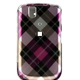 Premium Designer Hard Crystal Snap-on Case for Blackberry Tour 9630 Case - Hot Pink Diagonal Checkers Print