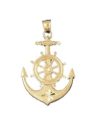 CleverEves 14K Gold Pendant Anchor with Ships Wheel 8.5 - Gram(s)