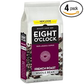 Eight O'Clock Coffee, French Roast Whole Bean, 12-Ounce Bag (Pack of 4)