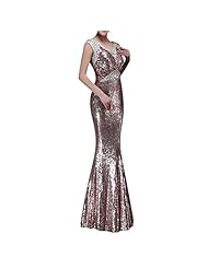 V-neck Sleeveless Glittering Sequined Mermaid Evening Dress/Prom Dress/Party Dress/Wedding Dress 