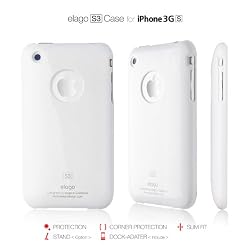 elago S3 Case for iPhone 3G/3GS (High Glossy)-White + Universal Dock Adapter + S2 Stand included