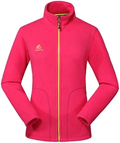 DZRDA Womens Outdoor Fleece Warm Cardigan Jacket Outwear Coat Rose Red 2XL