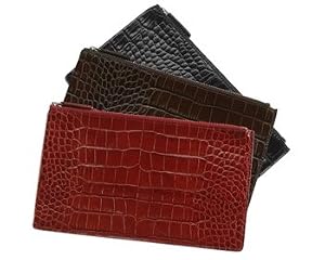Crocodile Embossed Leather Large Flat Case / Wallet / Purse