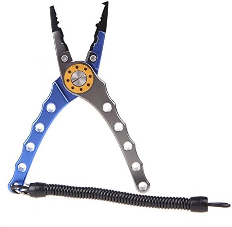 douself 7" Aluminum Bent Nose Stainless Steel Jaws Fishing Pliers Scissors Line Cutter Tackle Tool for Remove Hook