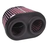 K&N Engineering Clamp-On Custom Dual Flange Oval Tapered Air Filter - Rubber End... by K&N