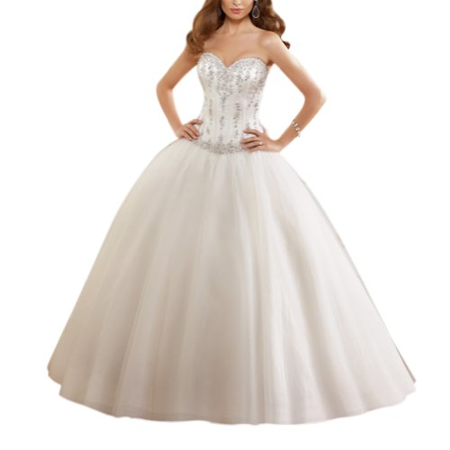 GEORGE BRIDE Ball Gown Strapless Beaded Bodice Satin Wedding Dress