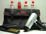 CHI Mini Pro Collection / Gift Set: 1″ Mini Flat Iron, Mini Pro Hair Dryer, Low Emf. Travel Bag. 2 Oz. Infra Shampoo, Infra Treatment, 2 Oz. Silk Infusion, 2 Oz. Iron Guard