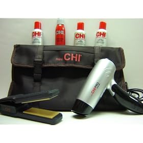 CHI Mini Pro Collection / Gift Set: 1" Mini Flat Iron, Mini Pro Hair Dryer, L...