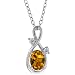 0.91 Ct Oval Orange Tourmaline and White Diamond 10k White Gold Pendant