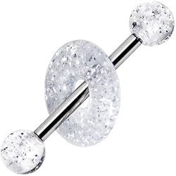 Clear Glitter Lifesaver Barbell Tongue Ring