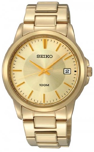 Seiko Men's SGEF58 Stainless Steel Analog with Gold Dial Watch