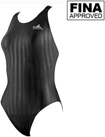 Yingfa YFW982-1 Women's Lightning Shark-Skin Competition Swimsuit - Black