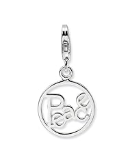 Sterling Silver Polished "Peace" in Circle w/Lobster Claw Clasp Clasp Charm""