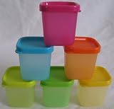 Tupperware Smidgets Midgets Freezer Round Mini Set of 6 Rainbow Color