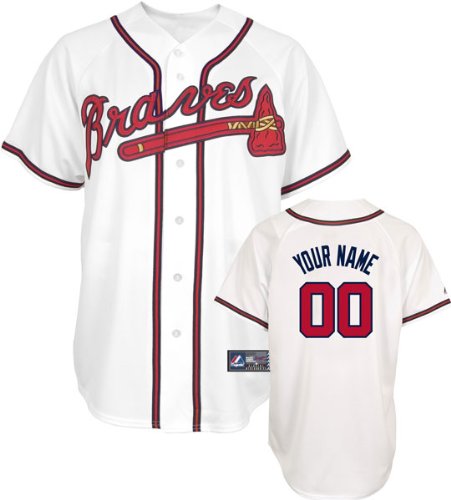 MLB Men's Atlanta Braves Replica Jersey Personalized (White, 36/Small)