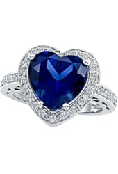 Star K Large 10mm Heart Shape Created Sapphire Wedding Ring