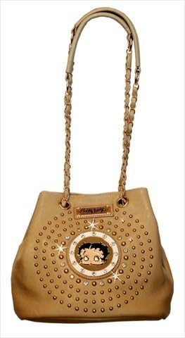 American Favorites KF-4008 BEIGE Cinch Top Rhinestone Handbag - Beige